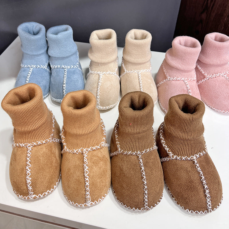 Autumn and winter newborn baby toddler shoes non-slip thickened anti-wool boys and girls do not fall off socks shoes soft sole