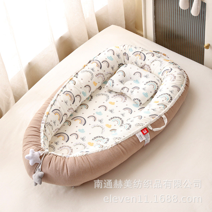 Hemei honeycomb breathable detachable and washable portable baby bed mid-bed bionic baby nest baby pillow travel baby bed