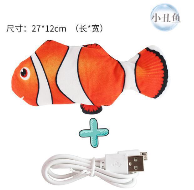 Cross-border electric fish to tease cat fish USB charging pet toy wagging tail jumping fish plush cat toy simulation fish