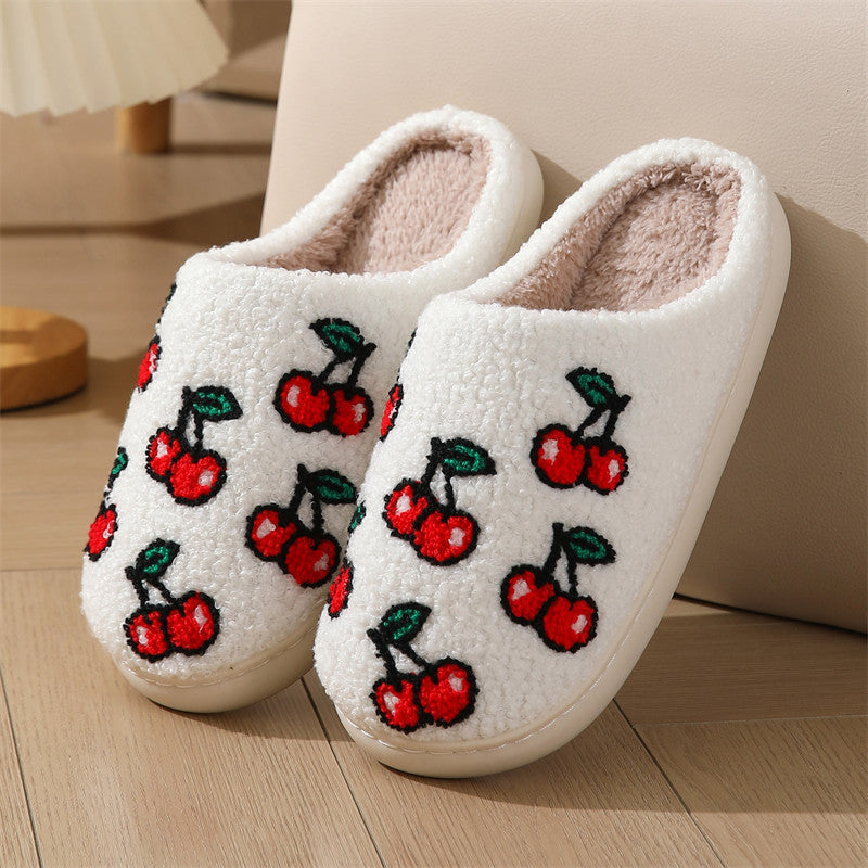 Halloween cross-border mushroom hot sale winter peach heart cotton slippers women wholesale indoor home rainbow plush warm slippers