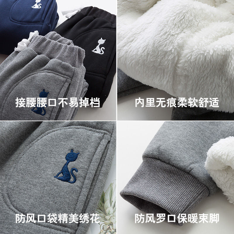 Girls fleece pants thickened children's sports pants autumn and winter girls casual pants outerwear boys baby warm trousers