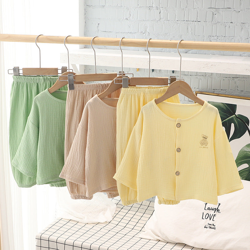 2022 Summer Baby Pajamas Set Casual Cartoon Boys and Girls Air Conditioning Clothes Class A Safety Home Clothes Two-piece Set