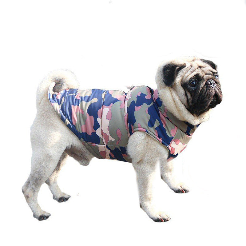Plush and thickened cold-proof warm pet cotton coat waterproof autumn and winter dog cotton coat ski suit small, medium and large dog clothes