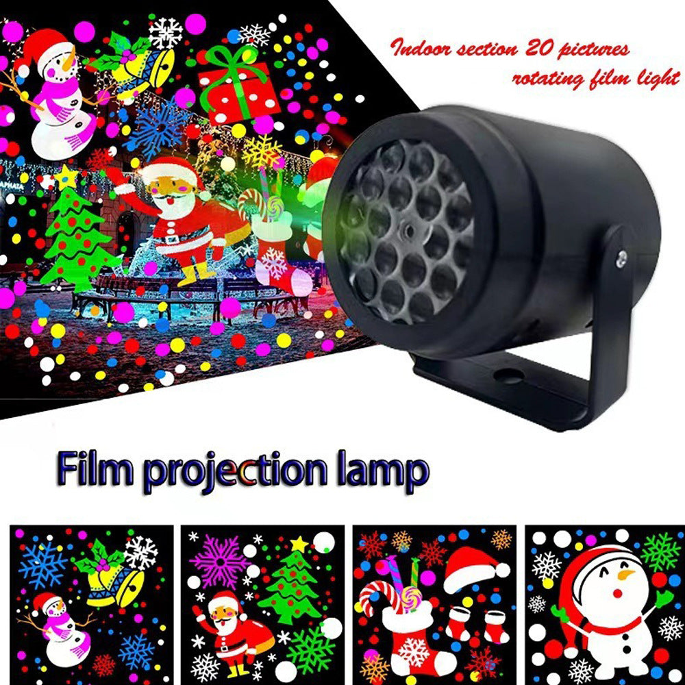 Christmas decoration lights cross-border LED snowflake 16 patterns Halloween indoor rotating laser stage Christmas projection lights