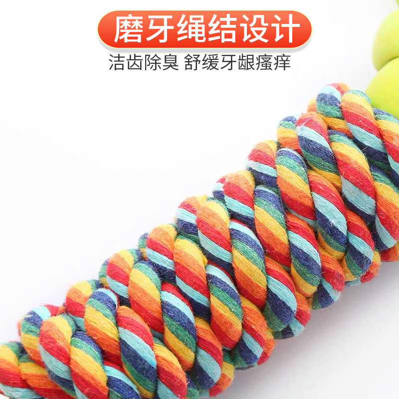 Cross-border hot sale TPR dog rope grinding teeth resistant cotton rope knot pet cotton rope toy puppy teeth cleaning rope wholesale