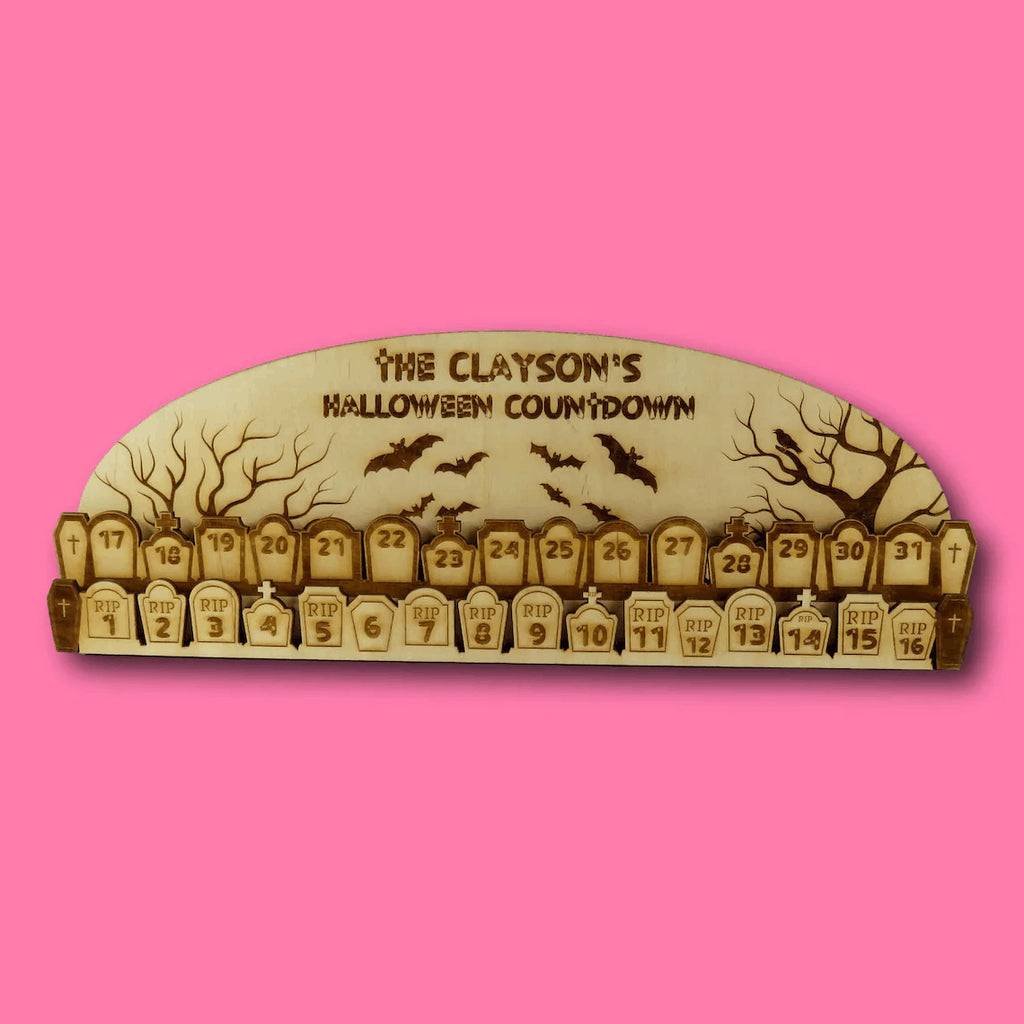 Wooden Halloween advent calendar 2023 new home Halloween advent calendar