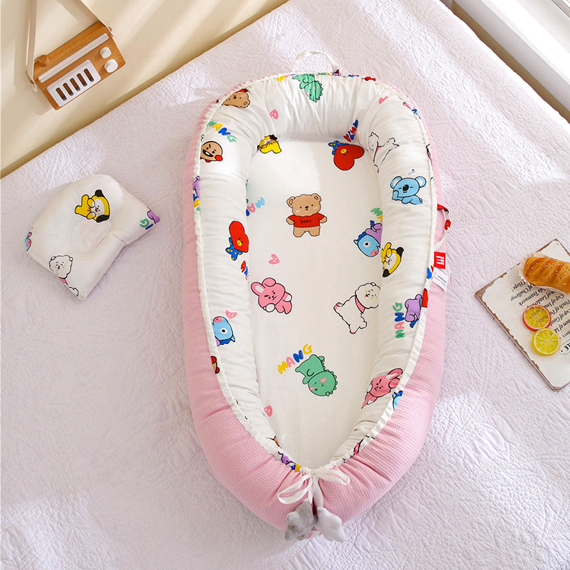 Hemei honeycomb breathable detachable and washable portable baby bed mid-bed bionic baby nest baby pillow travel baby bed
