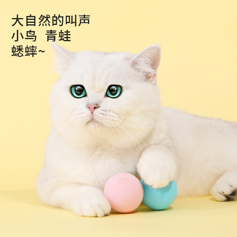 Cross-border new pet barking ball can make a sound self-healing cat toy ball amusing cat stick catnip gravity barking ball