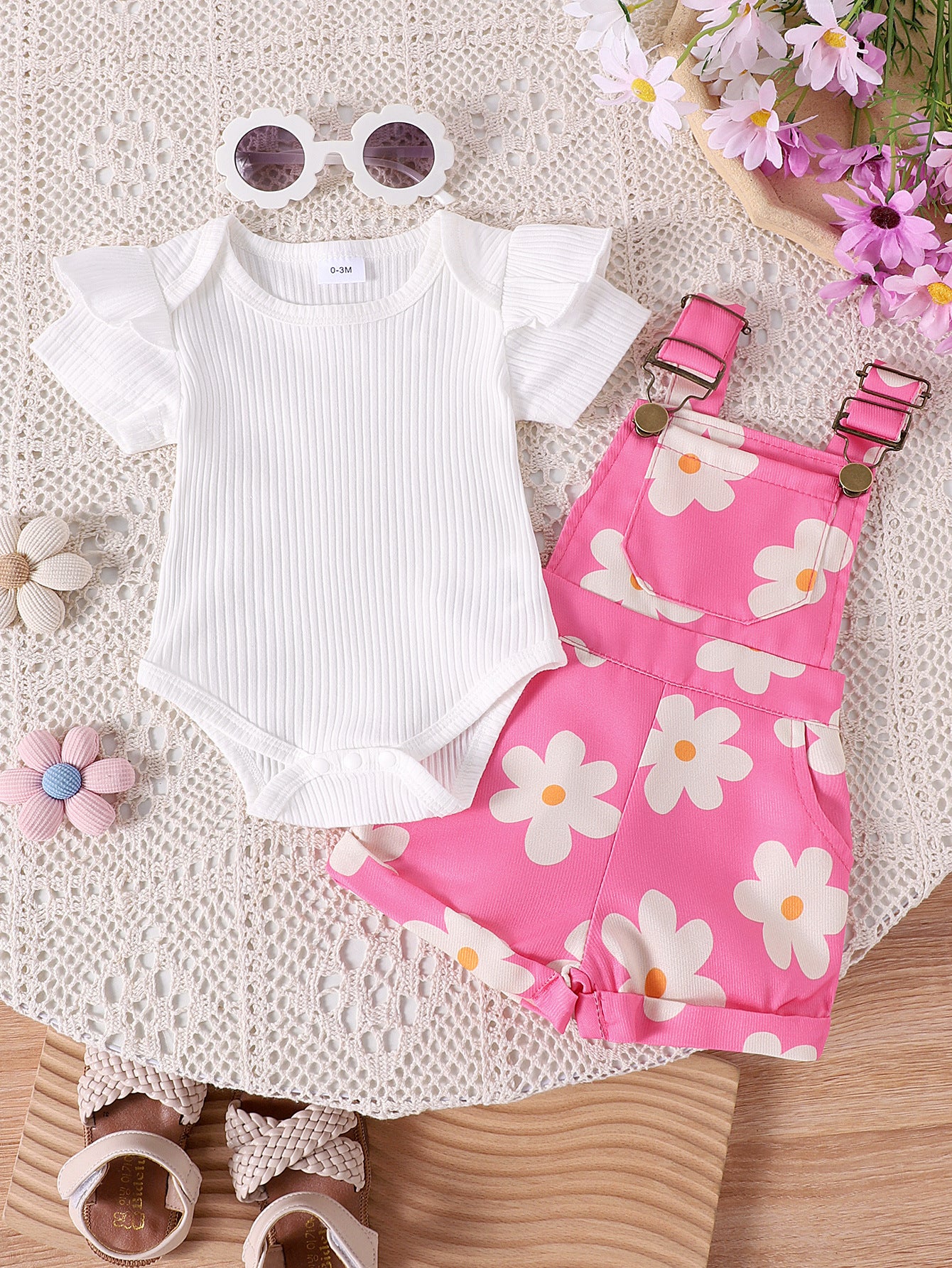 Foreign trade cross-border European and American summer baby girl suits infant and toddler flying sleeve short-sleeved romper printed overalls