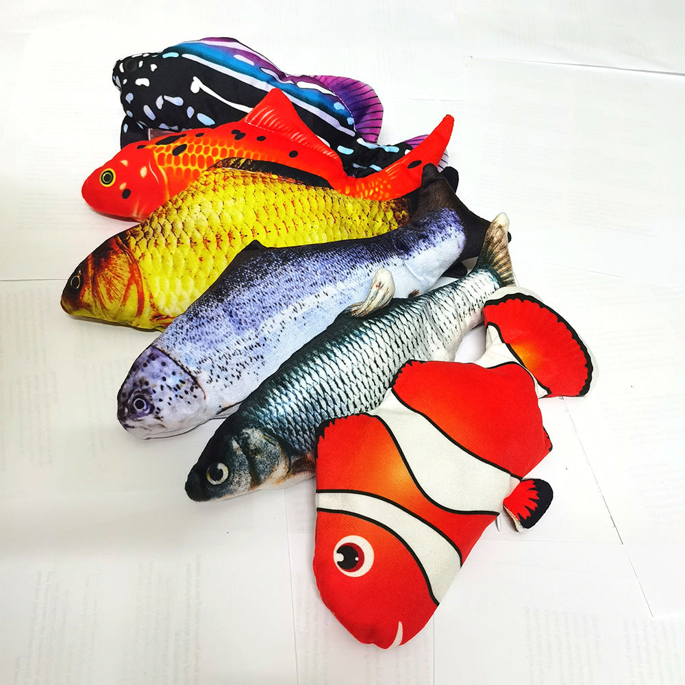 Cross-border electric fish to tease cat fish USB charging pet toy wagging tail jumping fish plush cat toy simulation fish