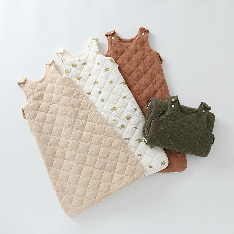 Baby Quilted Sleeping Bag Vest Style Autumn and Winter Thick Cotton Gauze Newborn Sleeping Bag Baby Anti-Kicking Quilt Breathable Soft