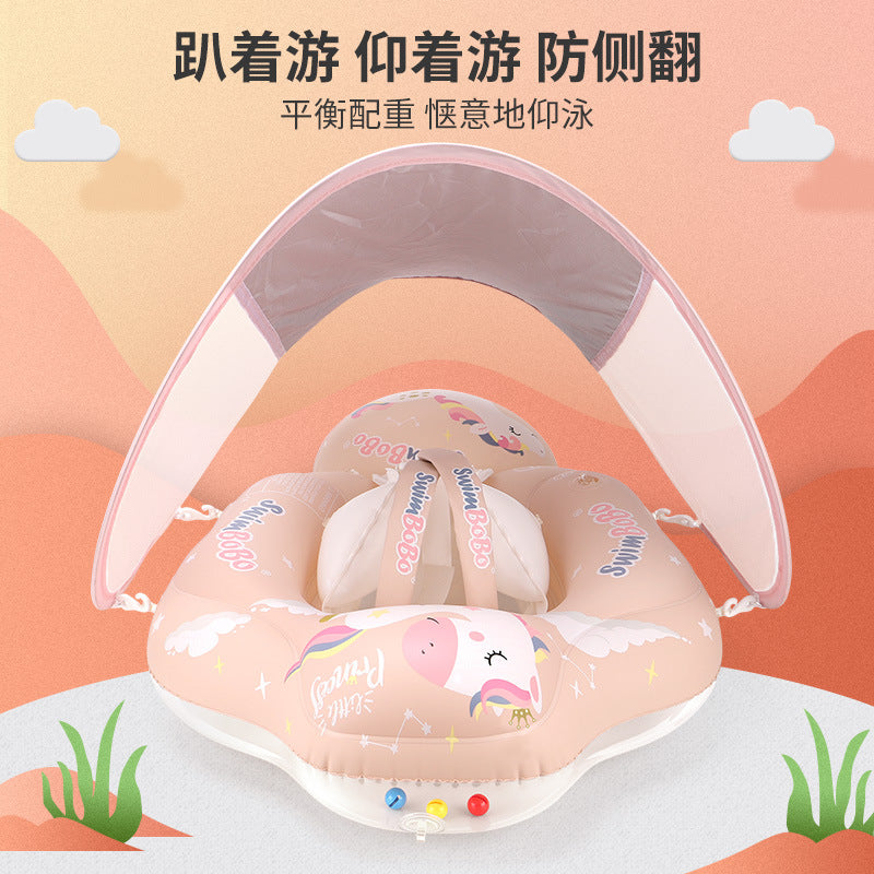 Swimbobo baby swimming circle lying circle children's swimming circle armpit circle sunscreen sunshade cross-border pink pony style