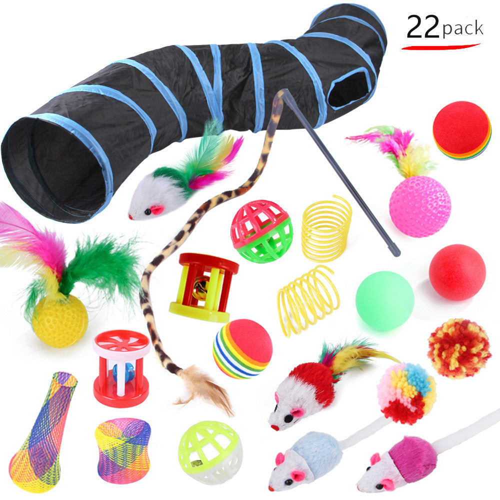 Summary of pet cat toy set 21 pieces cat channel cat teaser plush mouse Amazon combination toy