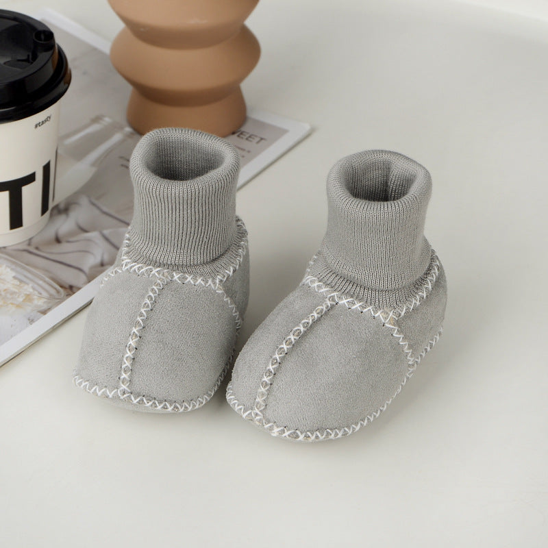Baby toddler shoes soft sole winter 0-1 years old warm imitation sheepskin fur integrated baby shoes floor socks indoor shoes