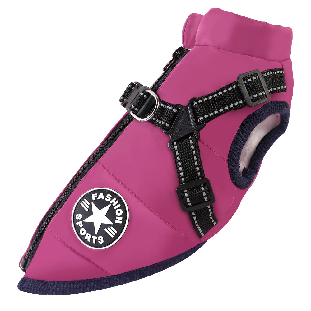 New cross-border pet clothes waterproof warm dog cotton coat winter ski suit chest and back integrated cotton vest wholesale