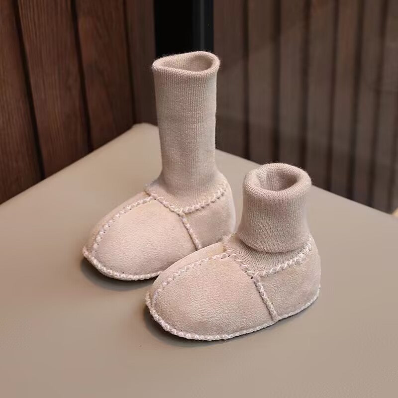 Baby toddler shoes soft sole winter 0-1 years old warm imitation sheepskin fur integrated baby shoes floor socks indoor shoes