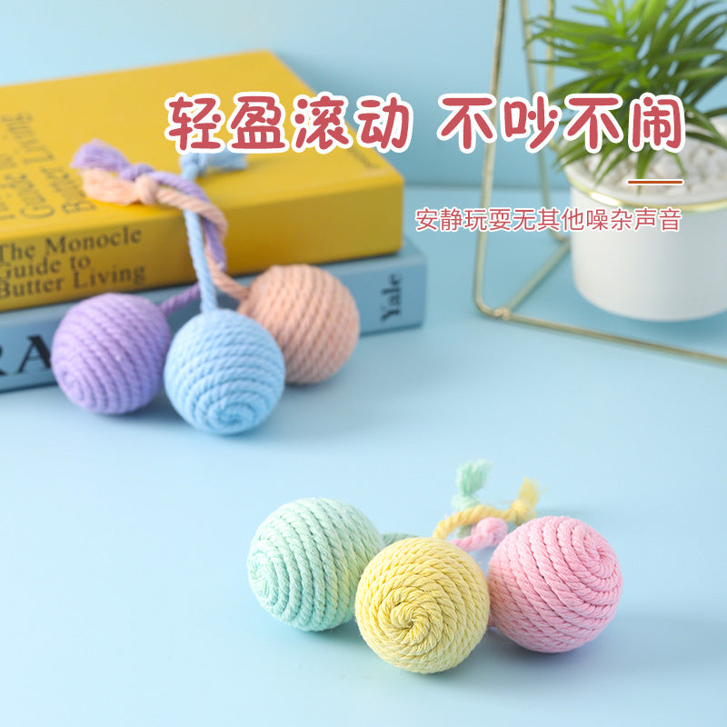 Pet Handmade Chewing Toy Hand-Pull Long Tail Cotton Ball 5cm Dog Leash Small Dog Chewing Toy Factory Wholesale