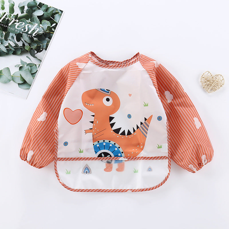 New baby rice clothes baby waterproof long-sleeved striped reverse wear clothes for boys and girls cartoon disposable bibs bibs upside down