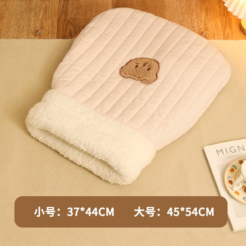 Autumn and winter cat sleeping bag nest warm cat nest closed imitation down pocket cat nest pet supplies