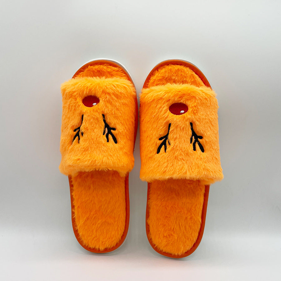 Cross-border hot selling Halloween pumpkin shoes elk Christmas slippers indoor and foreign trade plush open toe plush flat slippers