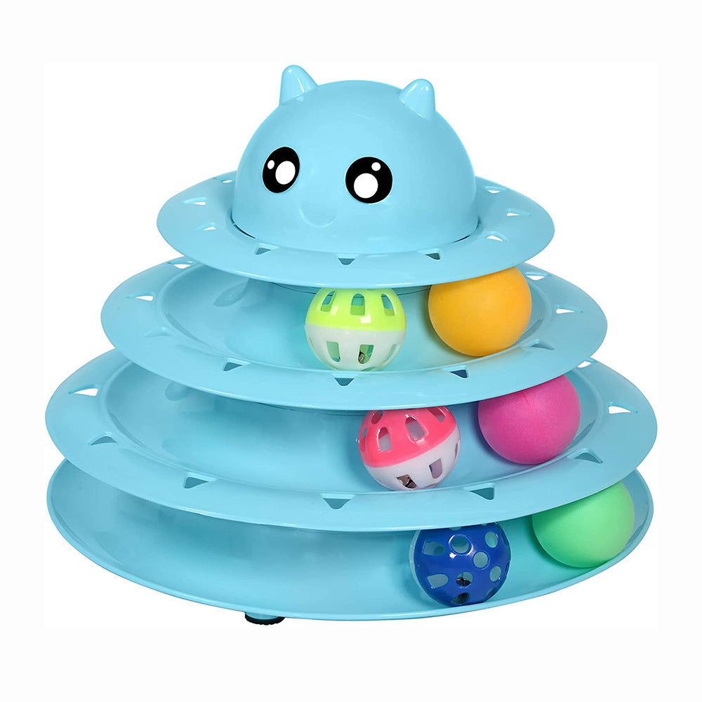 Cross-border manufacturers spot new pet toys cat three-layer cat turntable self-hey fun bell toy ball