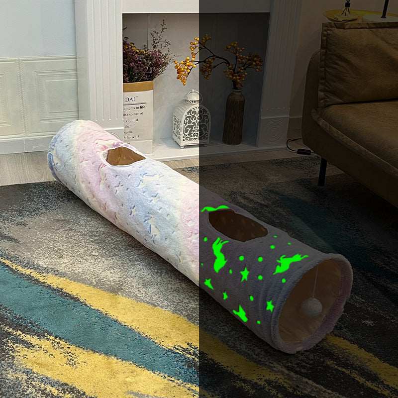 Rolling Chinchilla Tunnel Luminous Edition Drilling Channel Foldable Washable Four Seasons Universal Pet Cat Toy Supplies