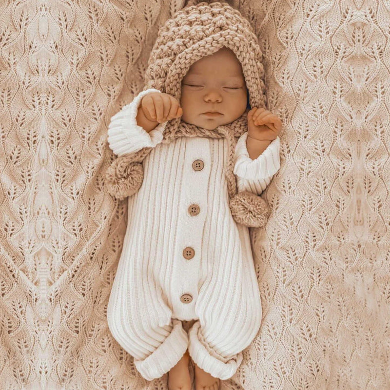 Baby clothes spring and autumn clothes a pure cotton knitted sweater jumpsuit male and female baby outdoor sweater romper crawling clothes