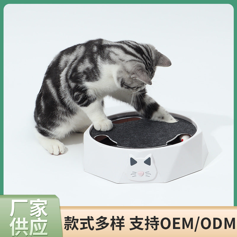 Cross-border pet electric cat toy plush little mouse cat turntable cat two-speed adjustable automatic interactive cat play