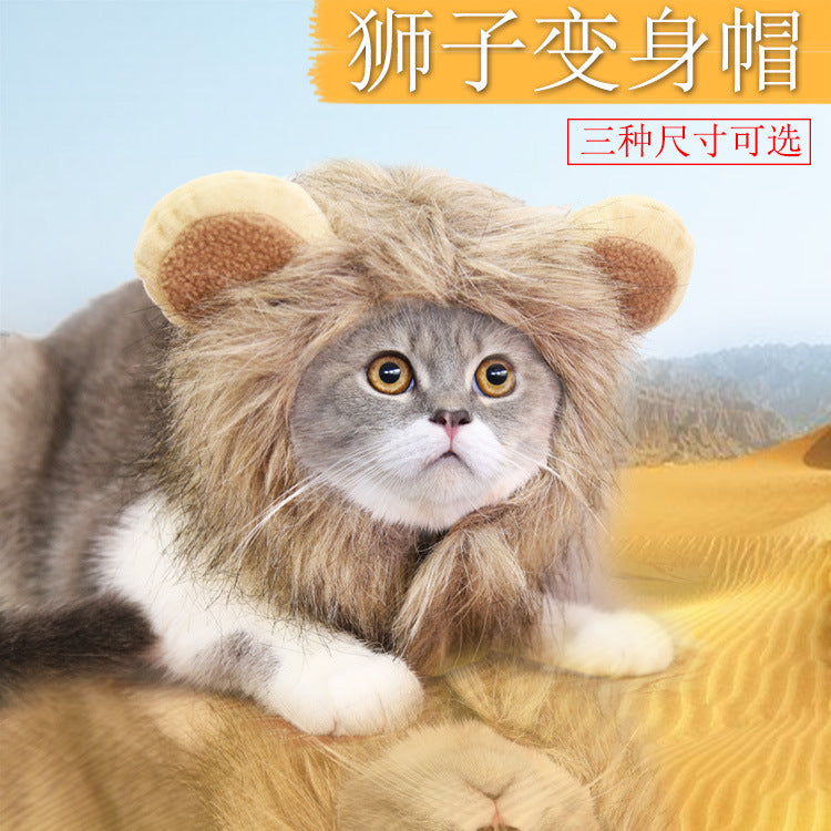 Halloween lion transformed ghost festival pet dog cat hat adjustable dog supplies cat clothes autumn and winter clothing