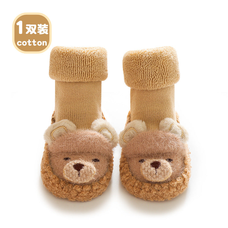 2023 Autumn and Winter New Baby Floor Socks Cute Cartoon Baby Bear Indoor Non-Slip Cooling Men's and Women's Toddler Shoes and Socks