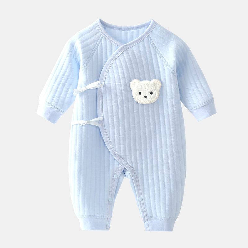 Newborn clothes autumn and winter butterfly clothes three-layer warm baby crawling clothes spring and autumn romper baby one-piece clothes year clothes