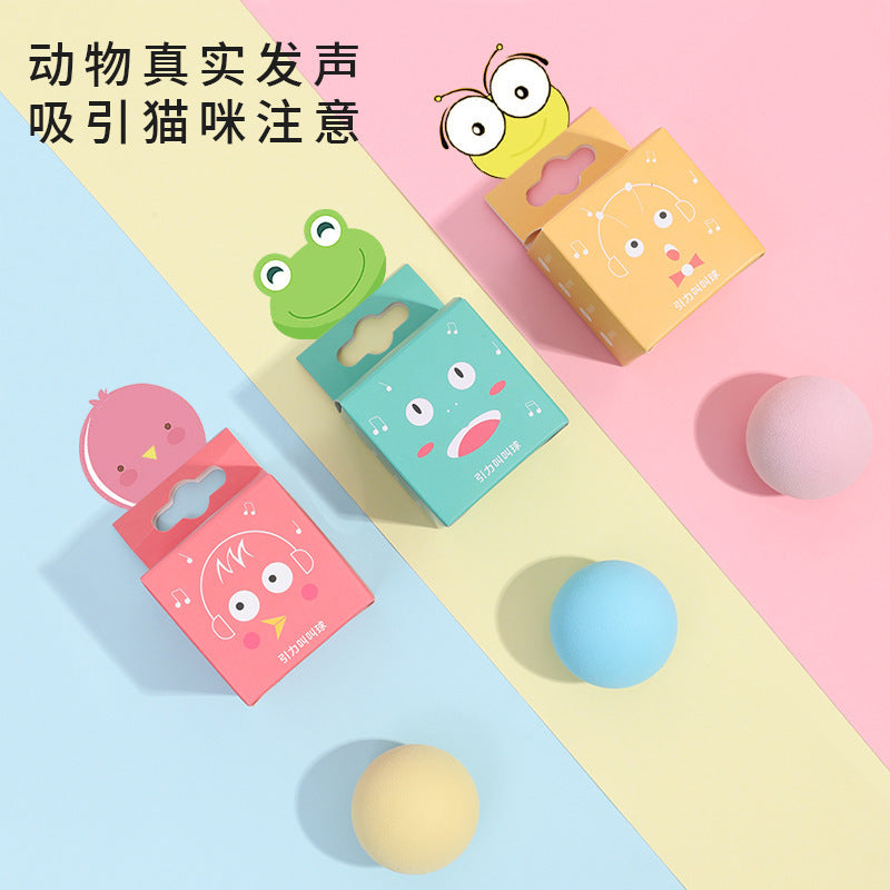 Cross-border new pet barking ball can make a sound self-healing cat toy ball amusing cat stick catnip gravity barking ball