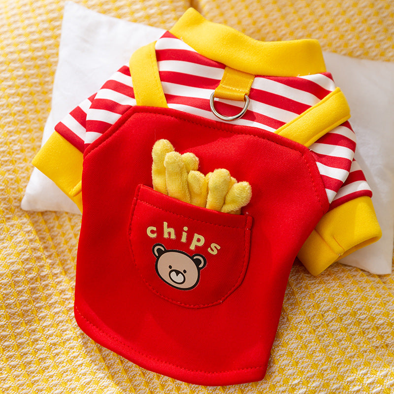 New autumn and winter Korean version dog cute cartoon small and medium-sized dog bear sweatshirt cat Teddy pet dog clothes