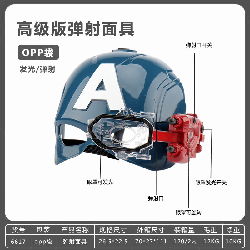 Cross-border Captain America shield launcher deformable boy luminous ejection Marvel Halloween soft bullet toy