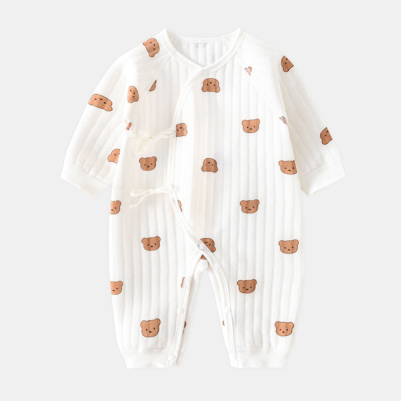 Newborn clothes autumn and winter butterfly clothes three-layer warm baby crawling clothes spring and autumn romper baby one-piece clothes year clothes