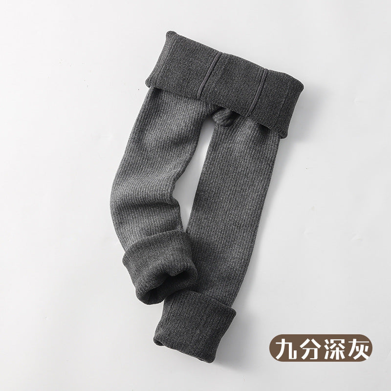 Girls' fleece leggings autumn and winter children's leggings baby warm pants thickened outer wear pantyhose one velvet