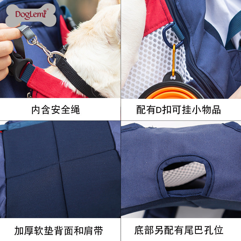 Hot-selling online celebrity pet backpack, breathable canvas shoulder bag for cats and dogs, portable travel backpack for French bulldogs