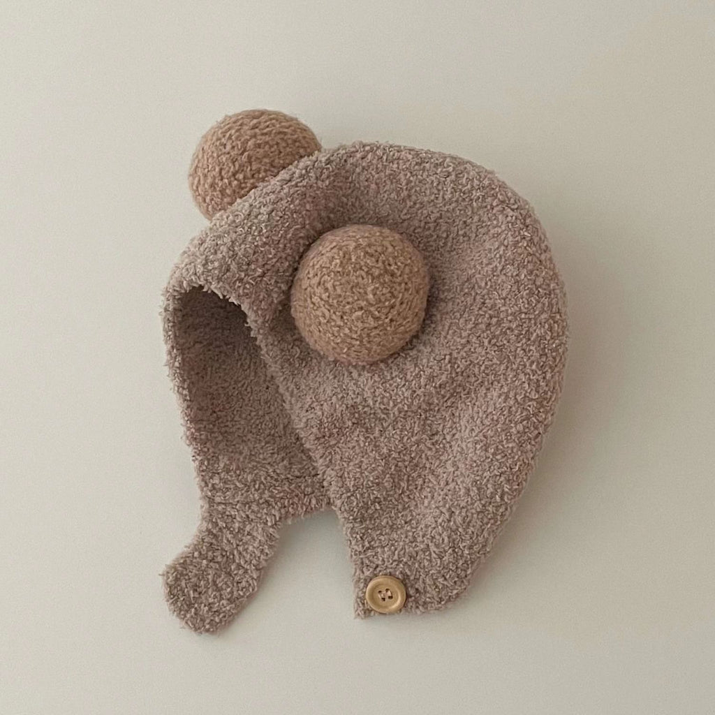 Baby hat autumn and winter newborn infant ear protection hat pure cotton cute warm boys and girls baby knitted plush hat