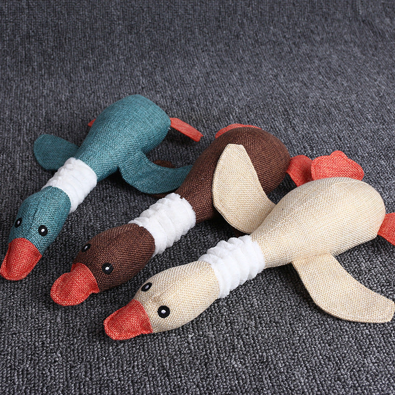 Pet plush sounding toy denim linen wild goose cats and dogs universal simulation cute bite resistant manufacturers wholesale