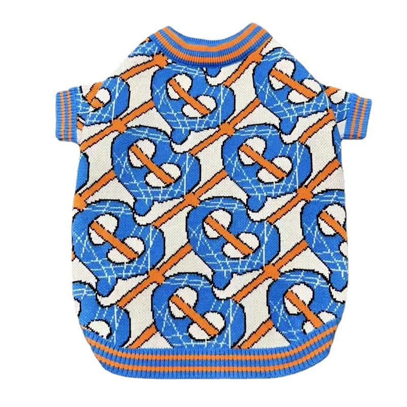 Autumn and winter trendy new knitted pet sweaters cross-border hot-selling cats and dogs warm and comfortable clothes Teddy clothing