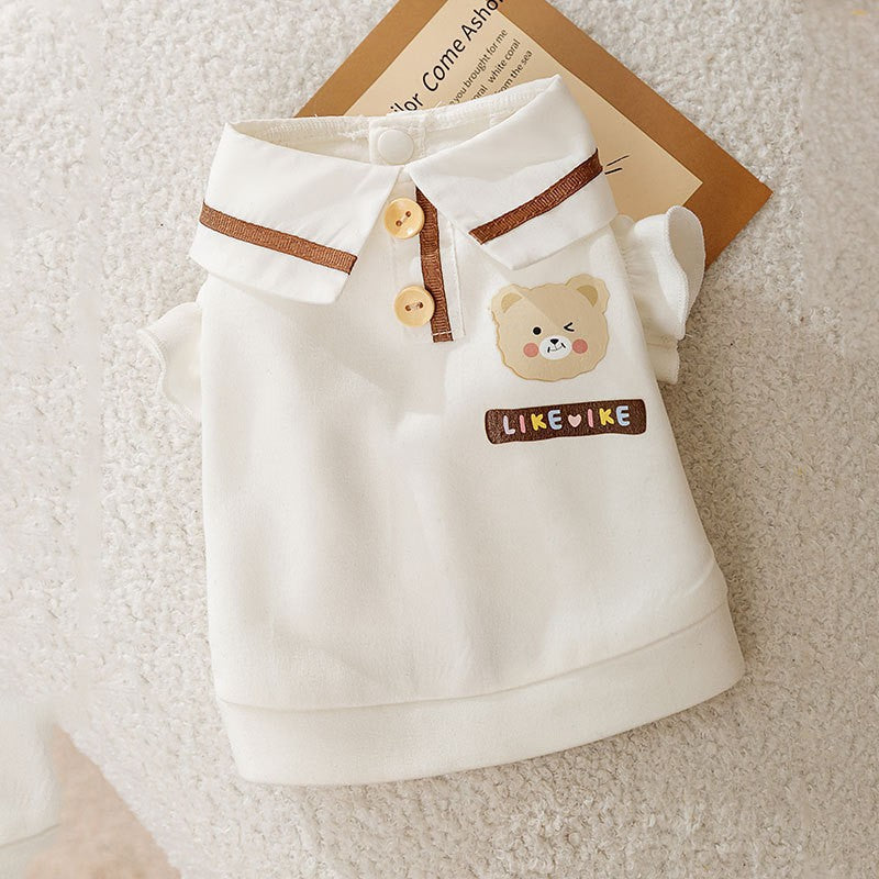 Autumn and winter dog clothes cartoon bear shoulder bag sweatshirt Teddy bear panda universal thin pet clothing