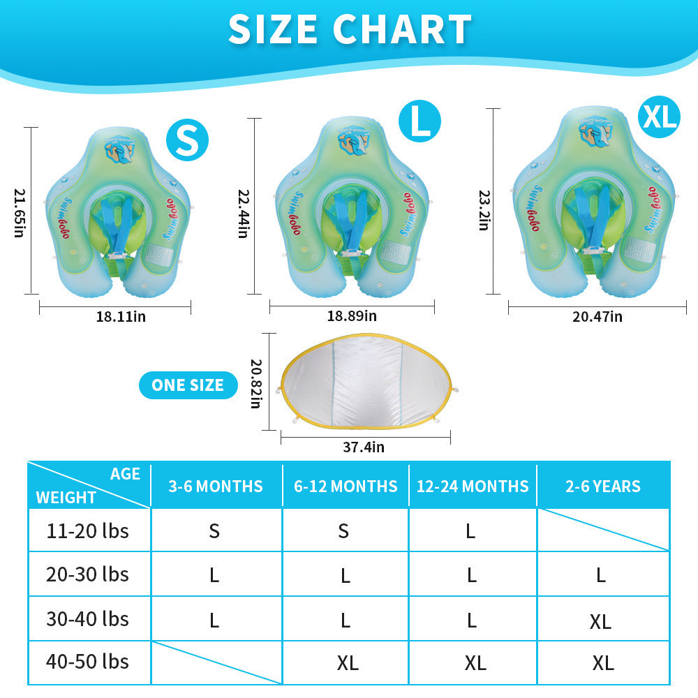 Cross-border spot Swimbobo baby swimming ring lying ring children's swimming ring armpit ring sunscreen sunshade cross-border models