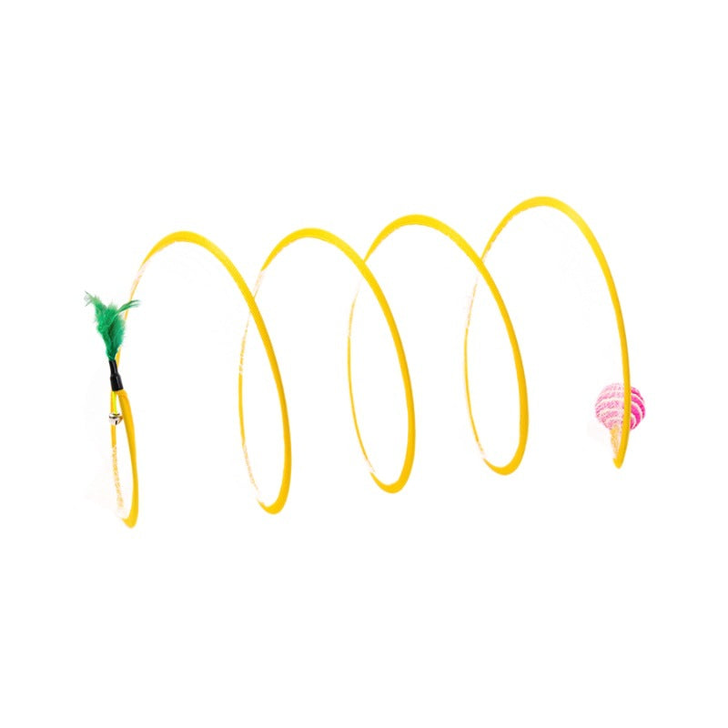 Cat Tunnel Pet Toy Feather Mouse Bell Cat Self-entertainment Fun Elastic Net Foldable Cat Tunnel