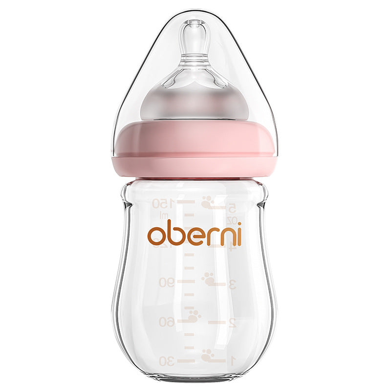 Oubani 150ML newborn glass bottle wide-mouth anti-choking and anti-flatulence baby bottle infant 0-6 months