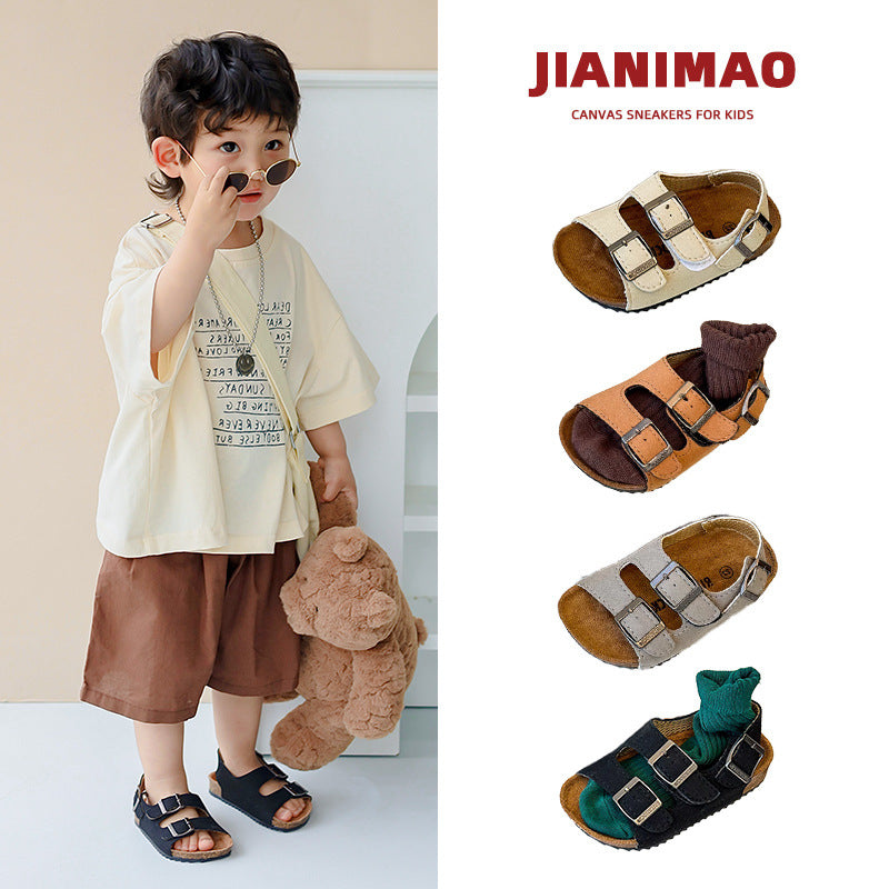 ins Korean version children's cork sandals summer girls Birkenstocks boys casual open toe beach shoes 3 baby sandals