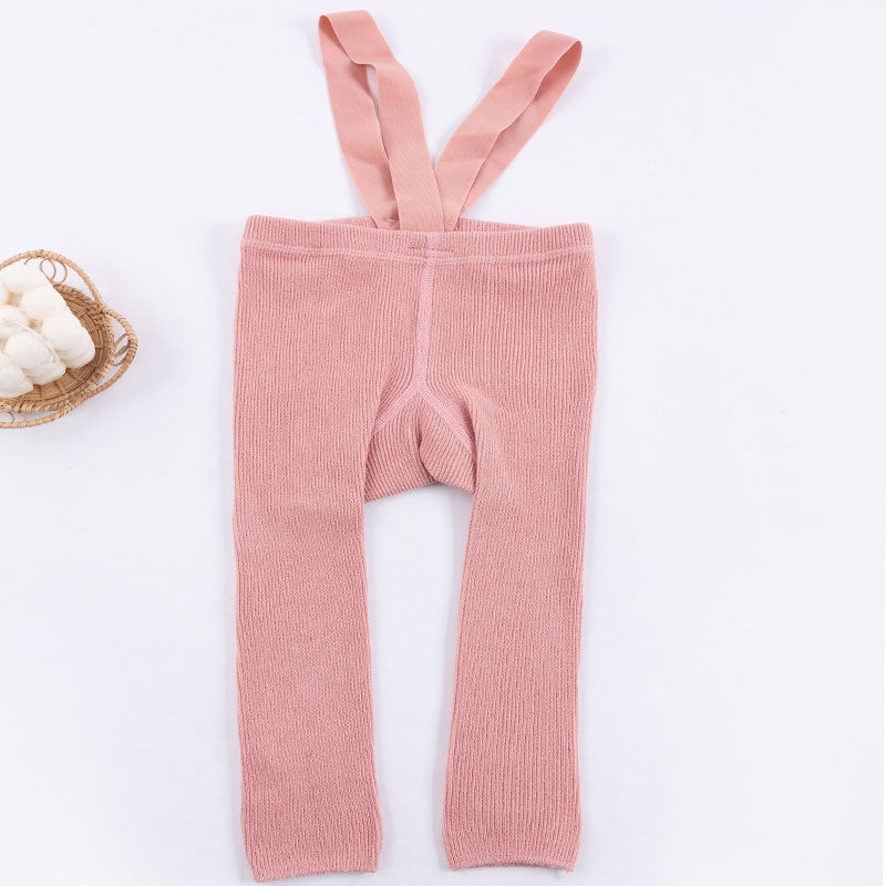 Spanish style spring and autumn high waist suspenders nine-point pants baby big butt leggings baby leggings