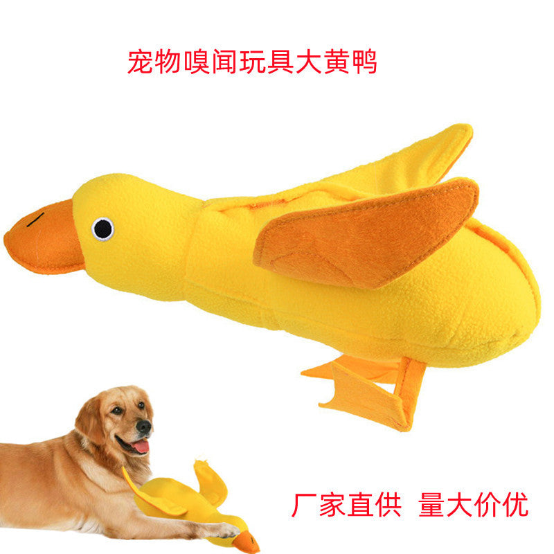 New Spot Pet Plush Sound Toy Medium and Large Dog Sniffing and Bite-resistant Educational Big Yellow Duck Dog Toy