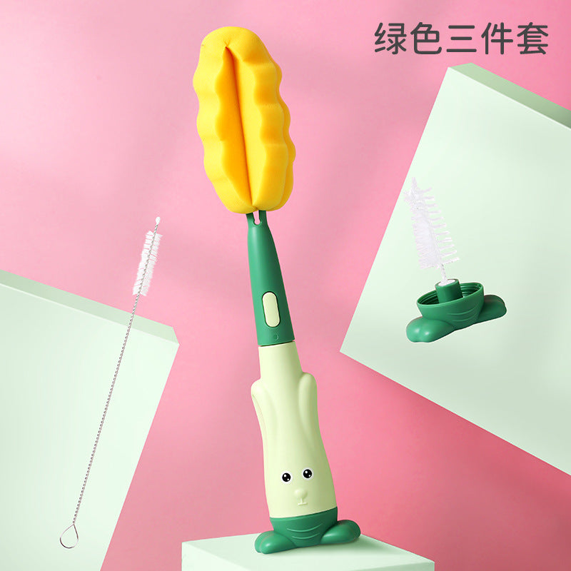 Baby bottle brush penguin three-in-one bottle brush straw brush pacifier brush set water cup cleaning brush spot wholesale