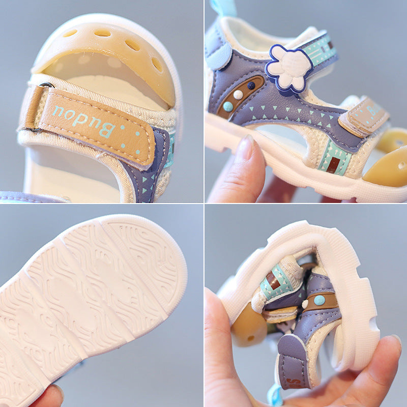 One piece of baby sandals 2024 summer children's functional shoes boys and girls small and medium children's closed-toe beach shoes toddler shoes