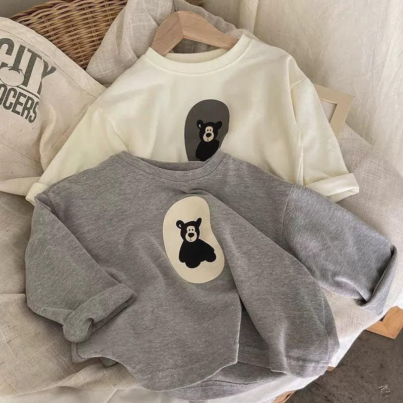 Children's spring and autumn clothes 2025 new cartoon round neck long-sleeved T-shirt casual Korean version of boys and girls baby pure cotton bottoming shirt
